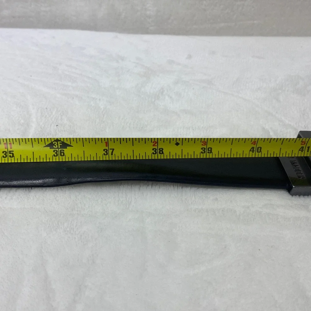 Steve Madden Mens Dressy Leather Belt Black Gunmetal‎ Buckle Size 36